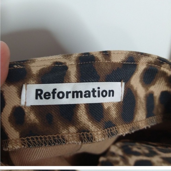 Reformation Sera High-Rise Leopard Print Pants Womens Size 2 Brown Black FLAWS - Picture 9 of 12
